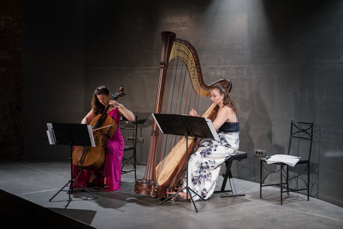 Lara Hrastnik, harfa, Vita Peterlin, violončelo, Klever Felicio, rog / Foto: Urška Lukovnjak